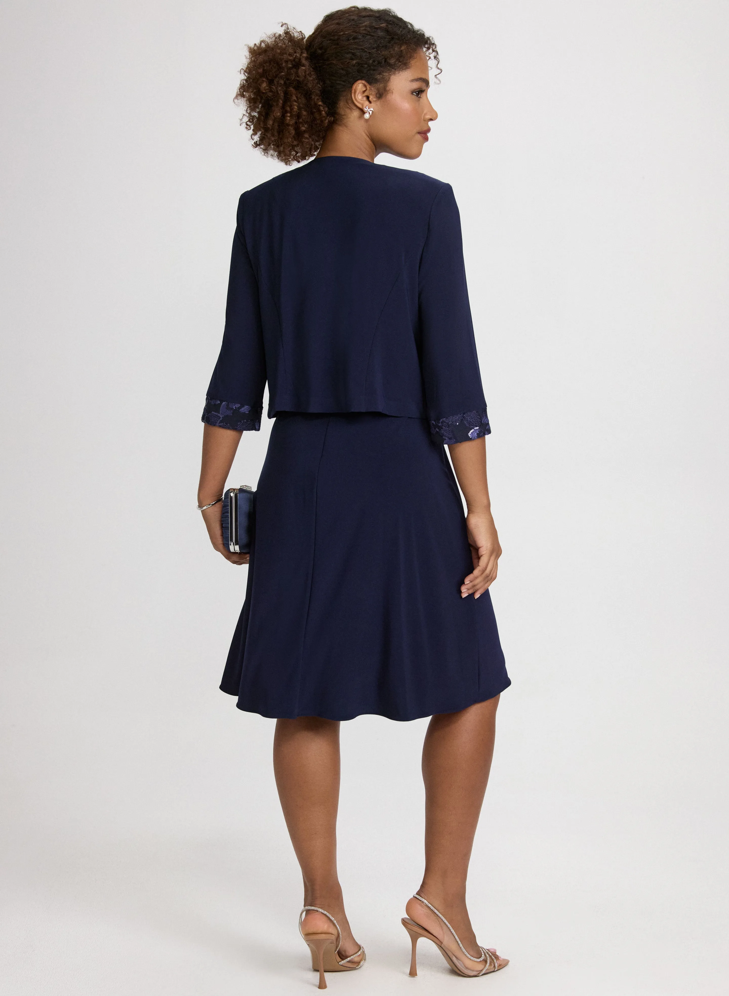 Sequined Floral Jacket & Dress Set sold by Laura product image thumbnail 3