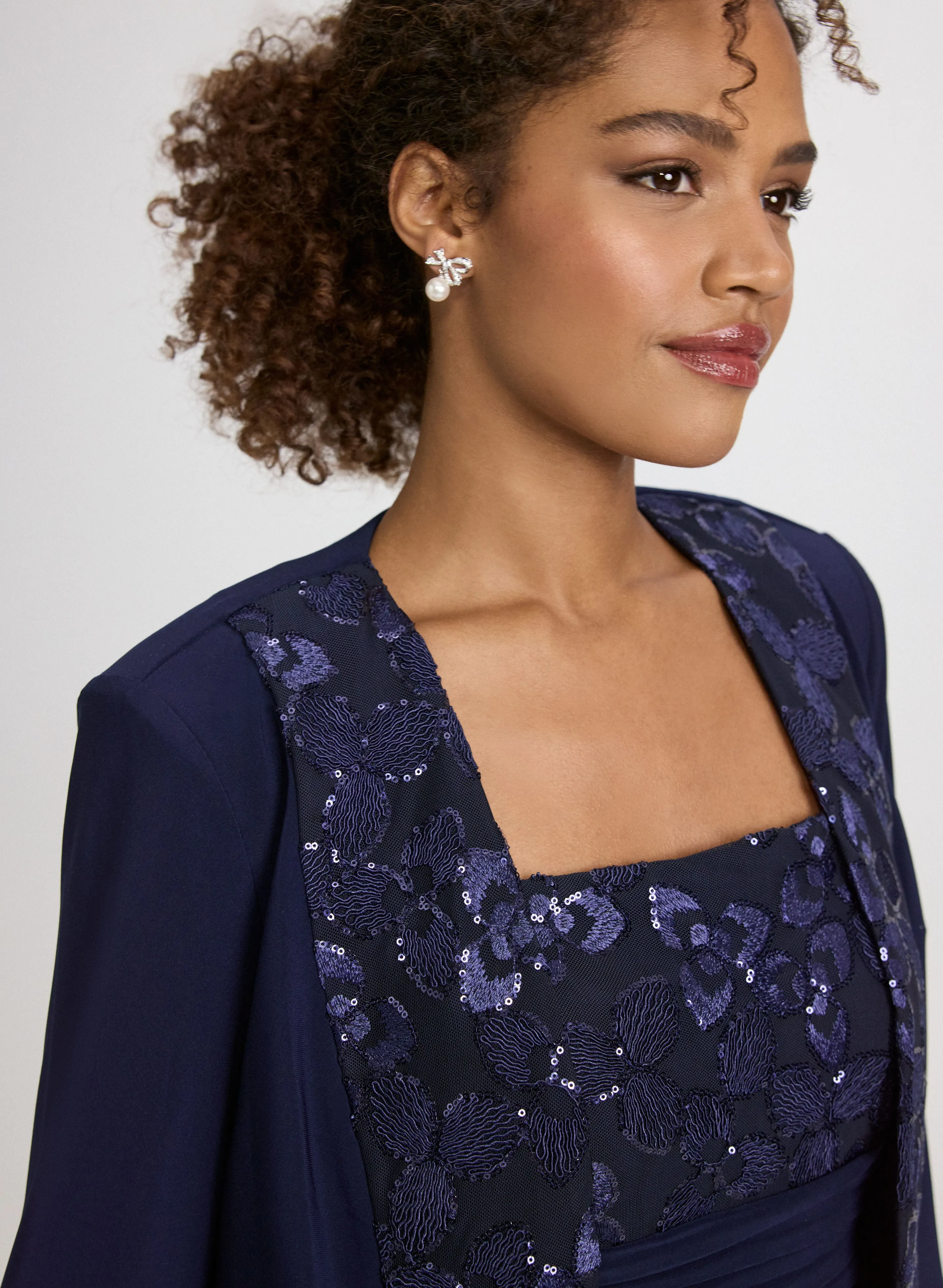 Sequined Floral Jacket & Dress Set sold by Laura product image thumbnail 5