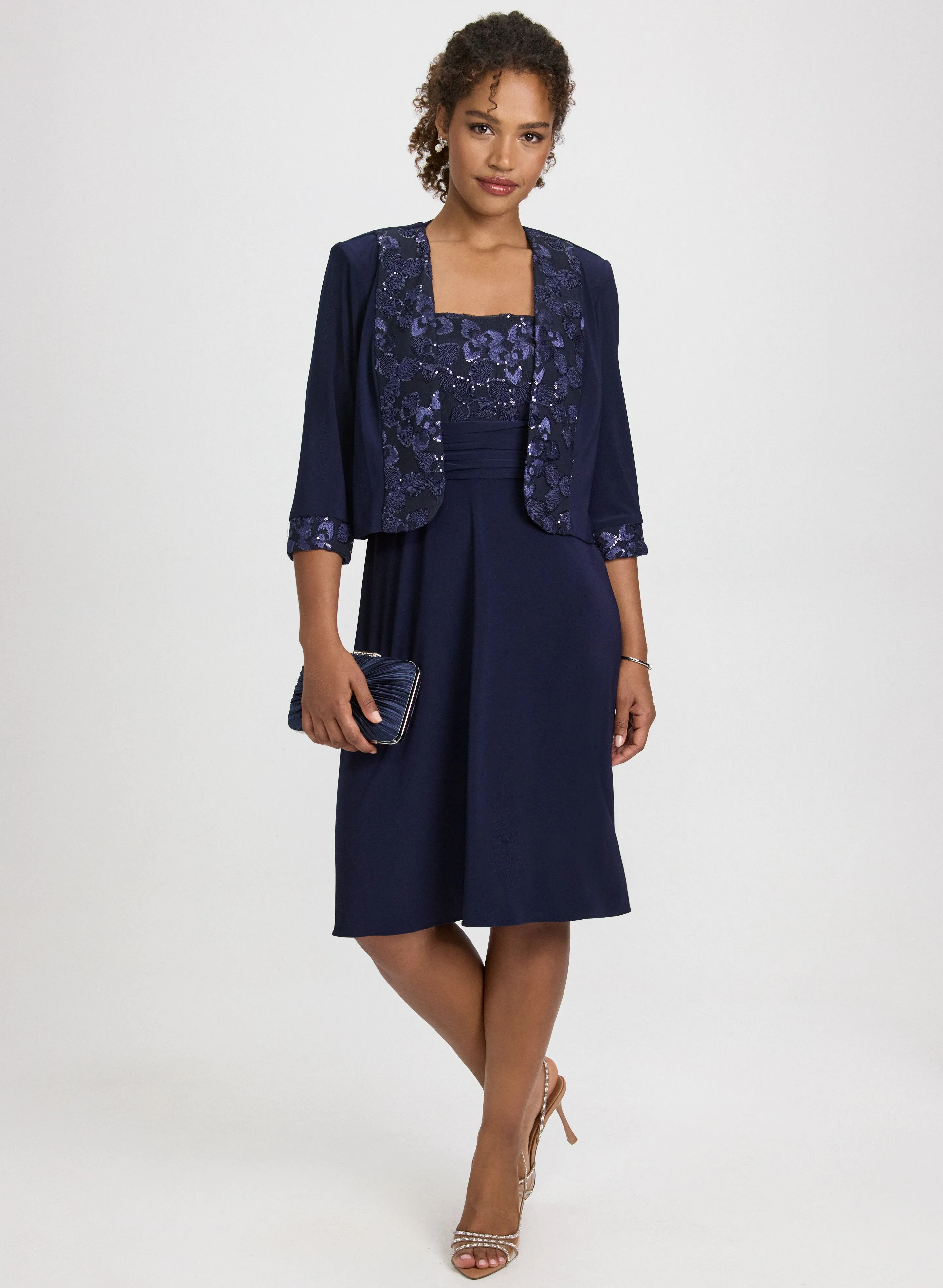 Sequined Floral Jacket & Dress Set sold by Laura