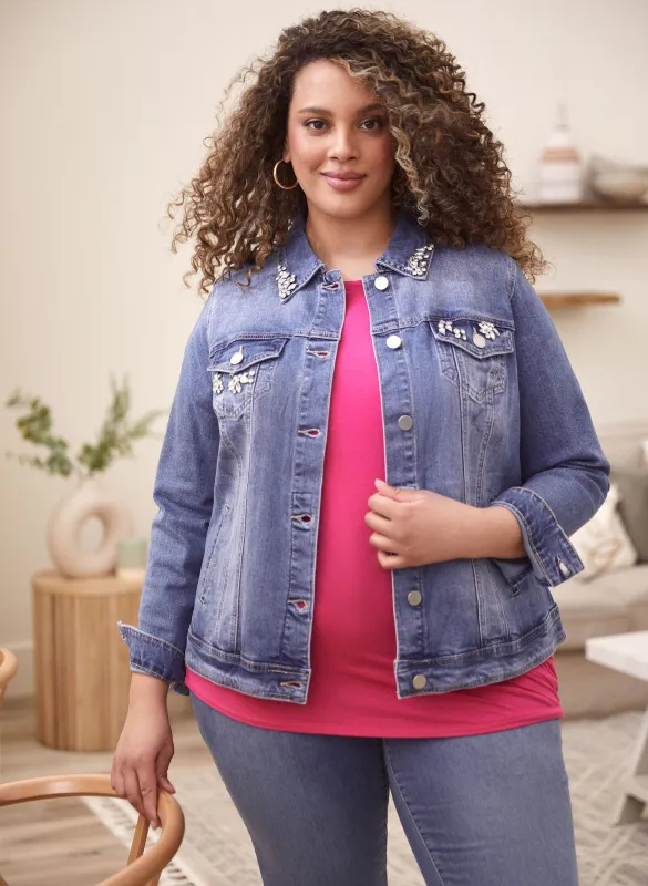 Jewel Detail Denim Jacket sold by Laura