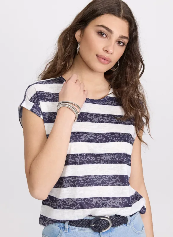 Stripe Burnout T-Shirt sold by Laura