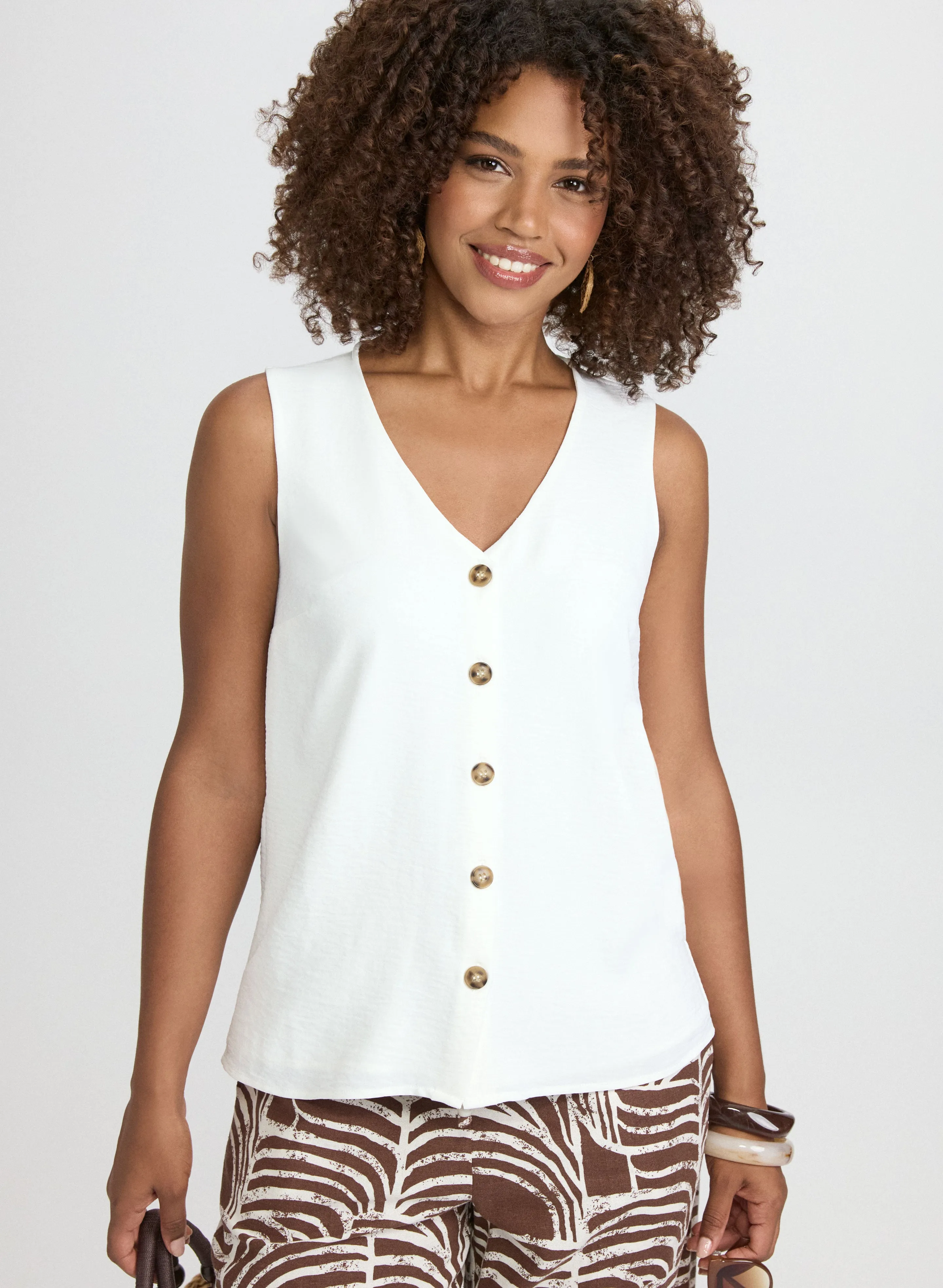 Sleeveless Button-Down Blouse sold by Laura