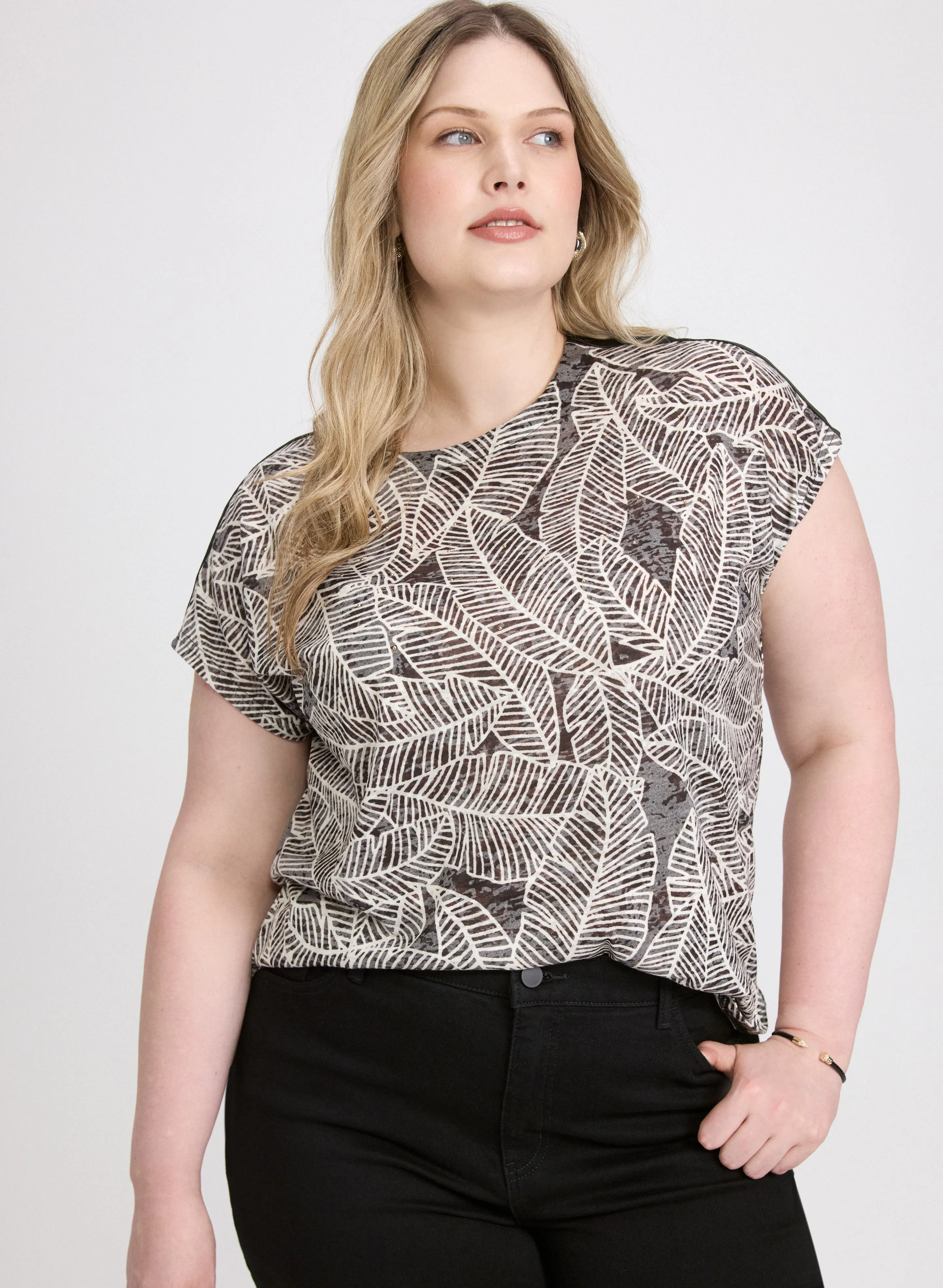 Leaf Print T-Shirt sold by Laura