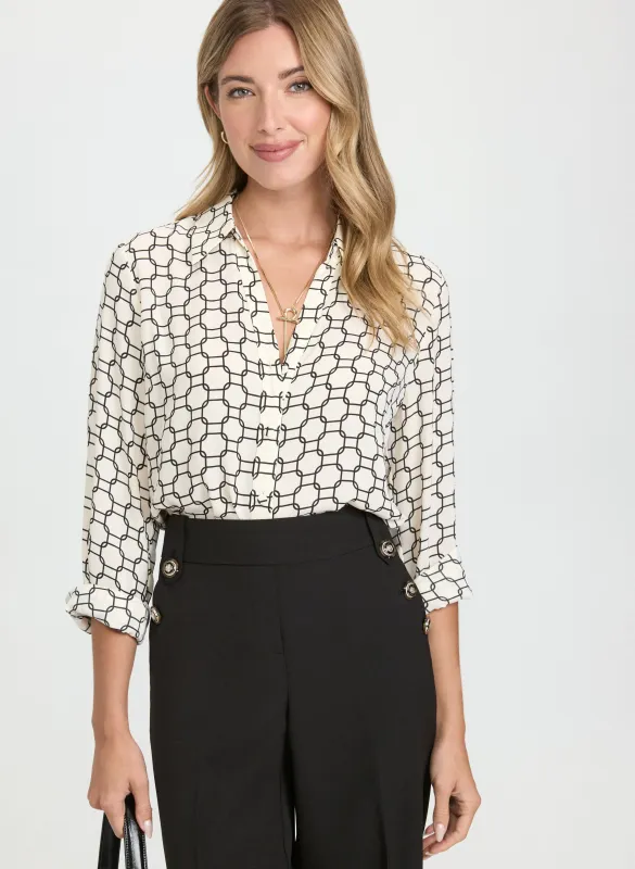 Geometric Button-Down Blouse sold by Laura