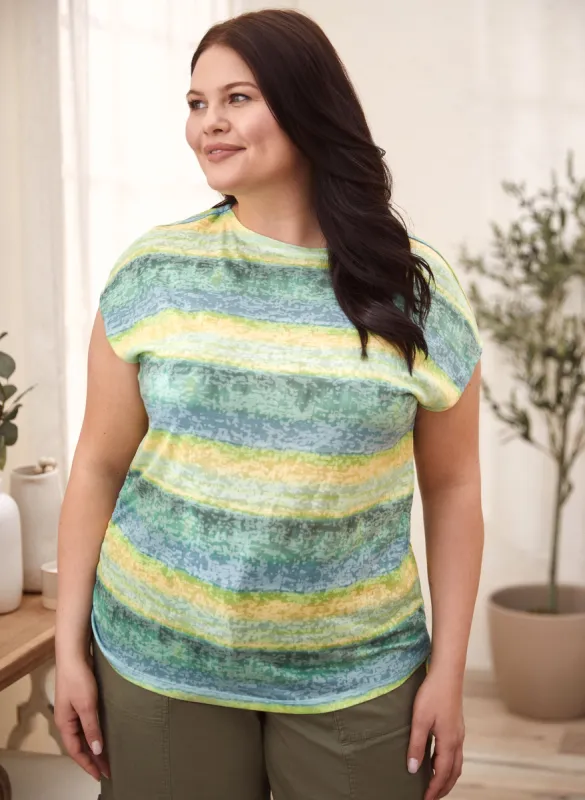 Tie Dye Stripe Print Top sold by Laura