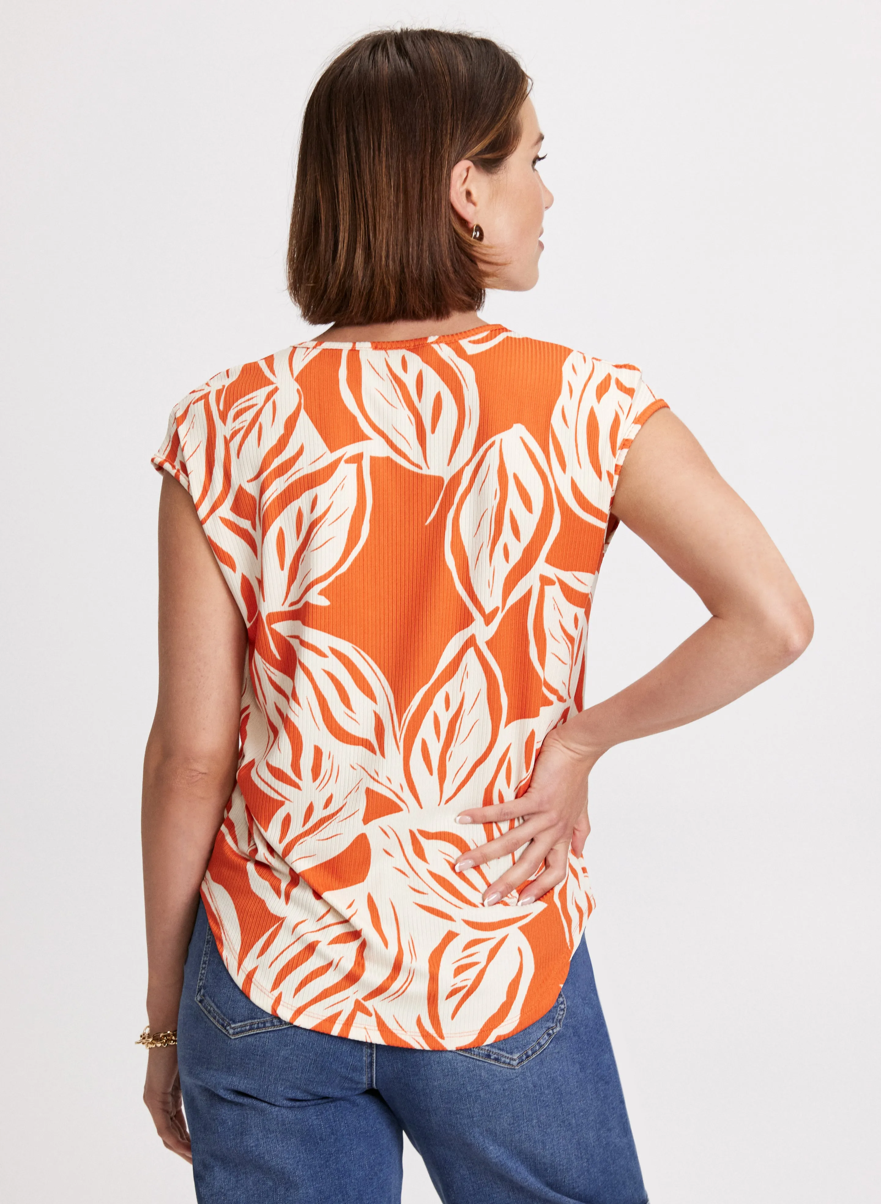 Leaf Print Cap Sleeve Top sold by Laura product image thumbnail 4