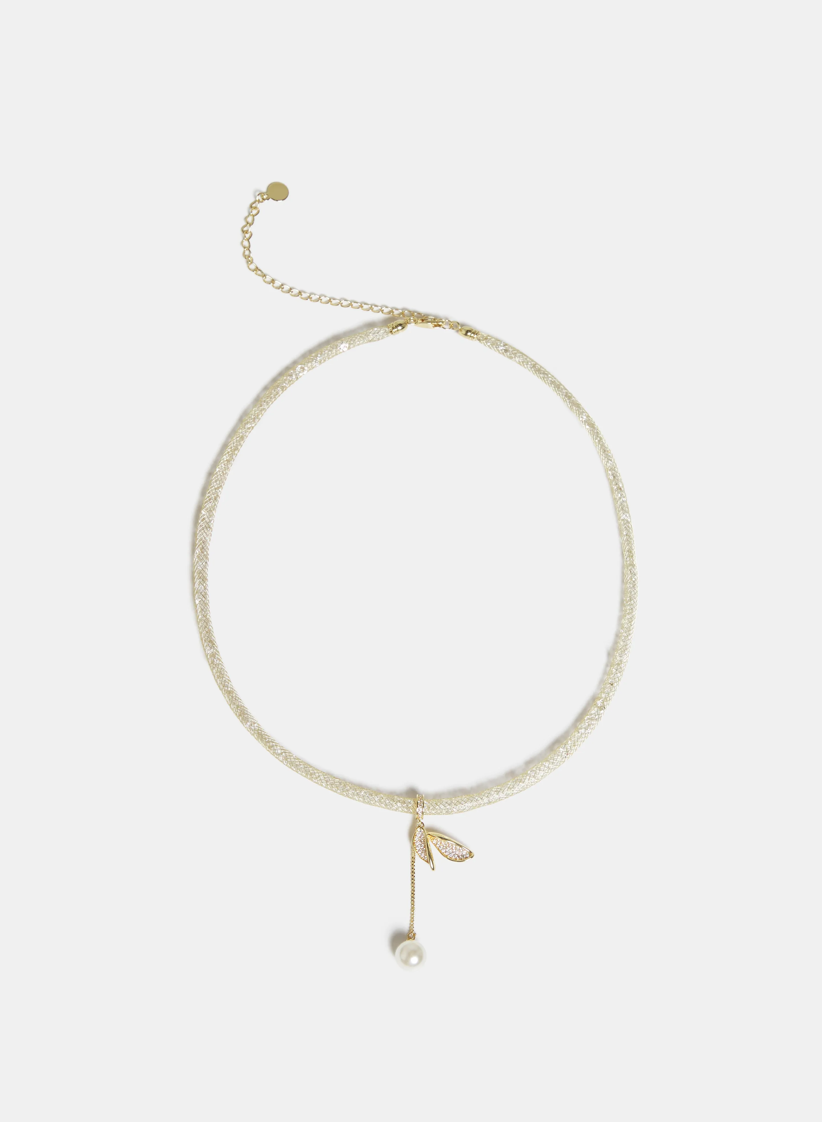 Pearl Drop Mesh Collar Necklace sold by Laura