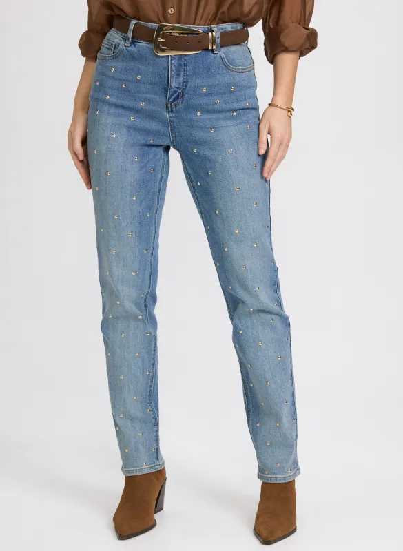 Studded Straight-Leg Jeans sold by Laura