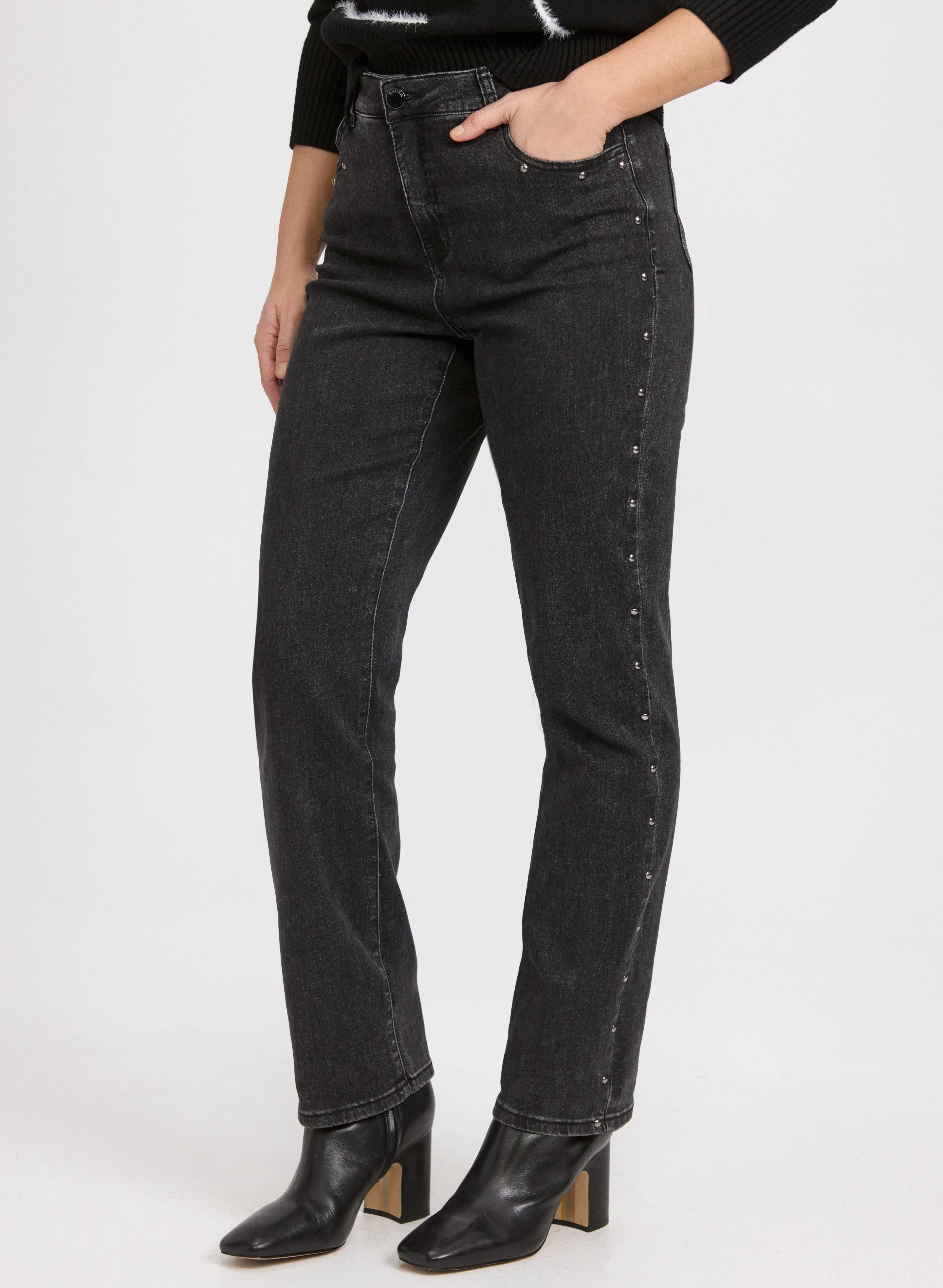 Studded Straight-Leg Jeans sold by Laura