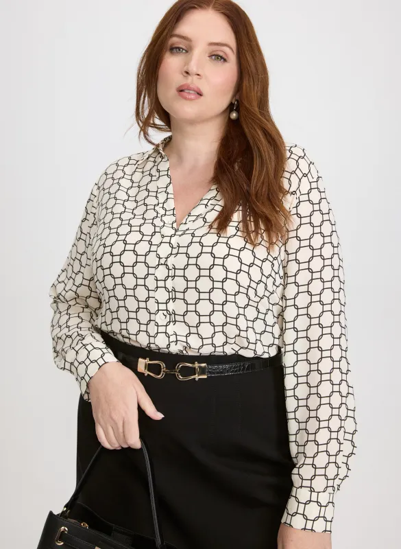 Geometric Button-Down Blouse sold by Laura
