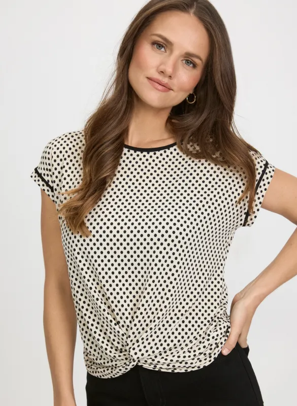 Twist Detail Polka Dot Top sold by Laura