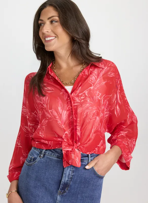 Leaf Print Chiffon Blouse sold by Laura