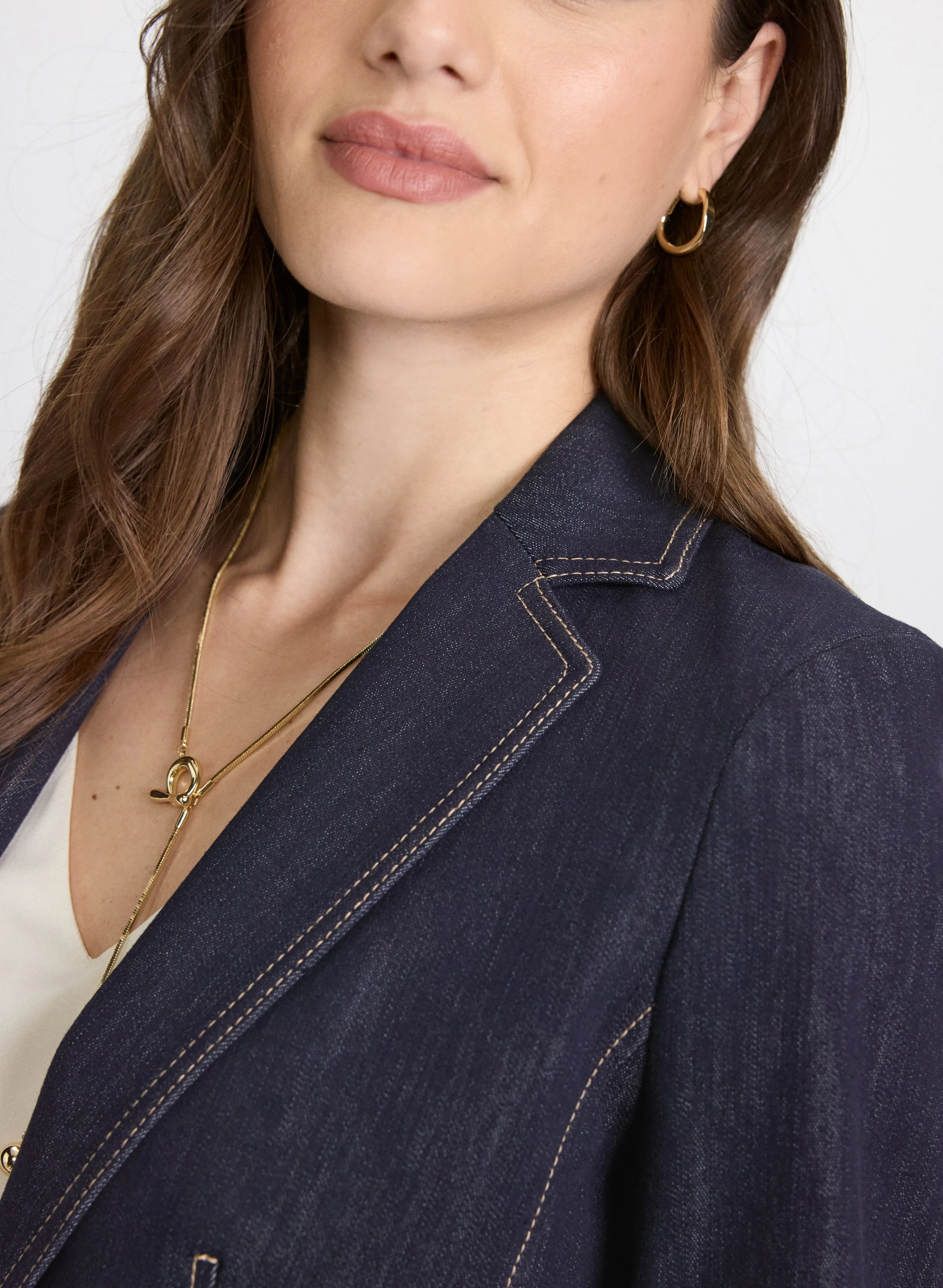 Contrast Stitch Denim Blazer sold by Laura product image thumbnail 5