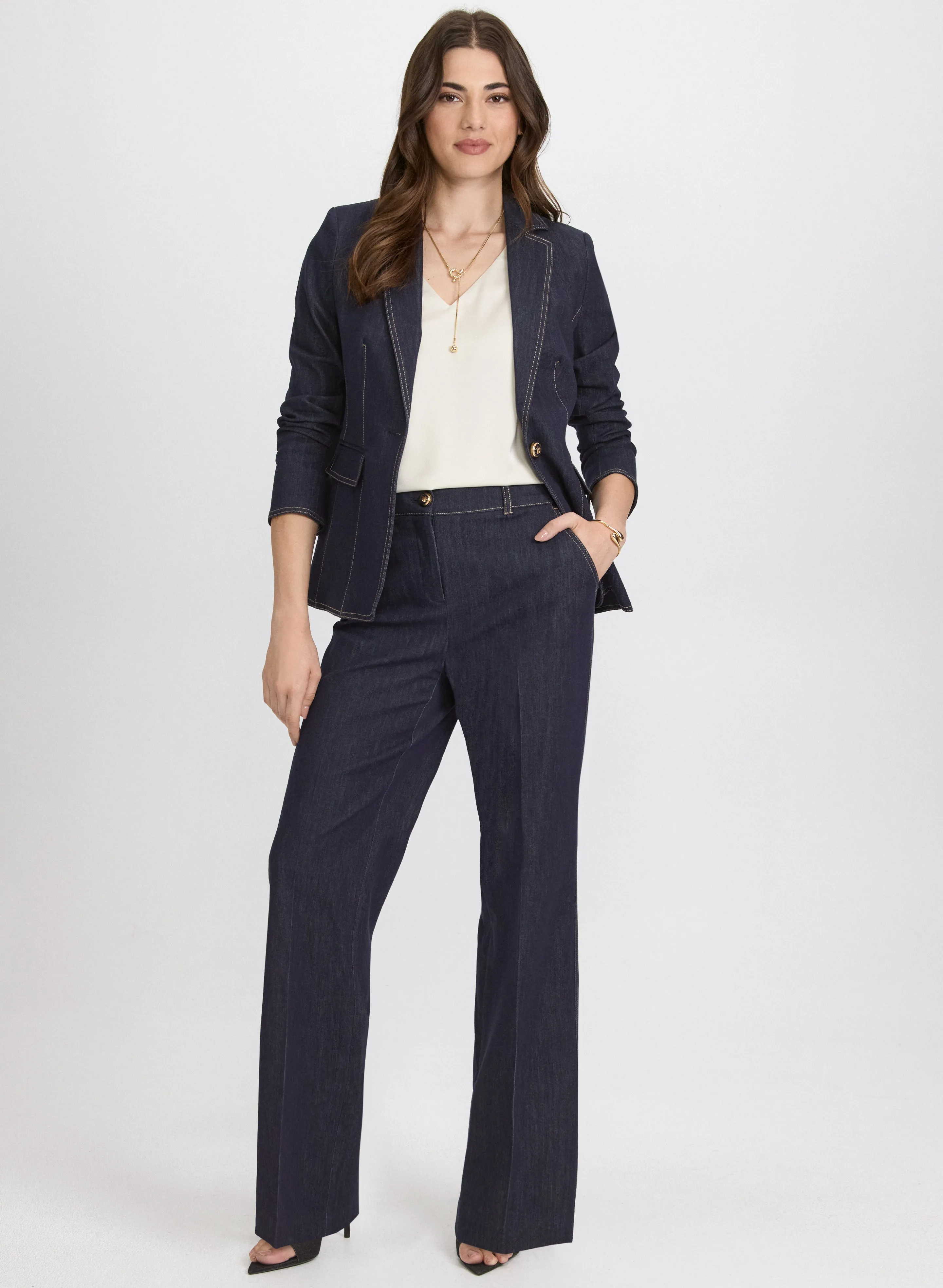 Contrast Stitch Denim Blazer sold by Laura product image thumbnail 3