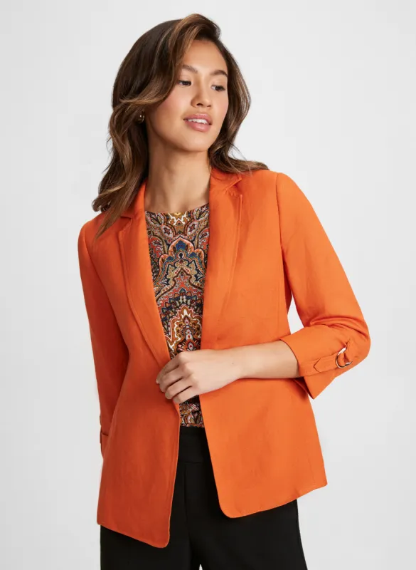 Tab Sleeve Linen Blazer sold by Laura