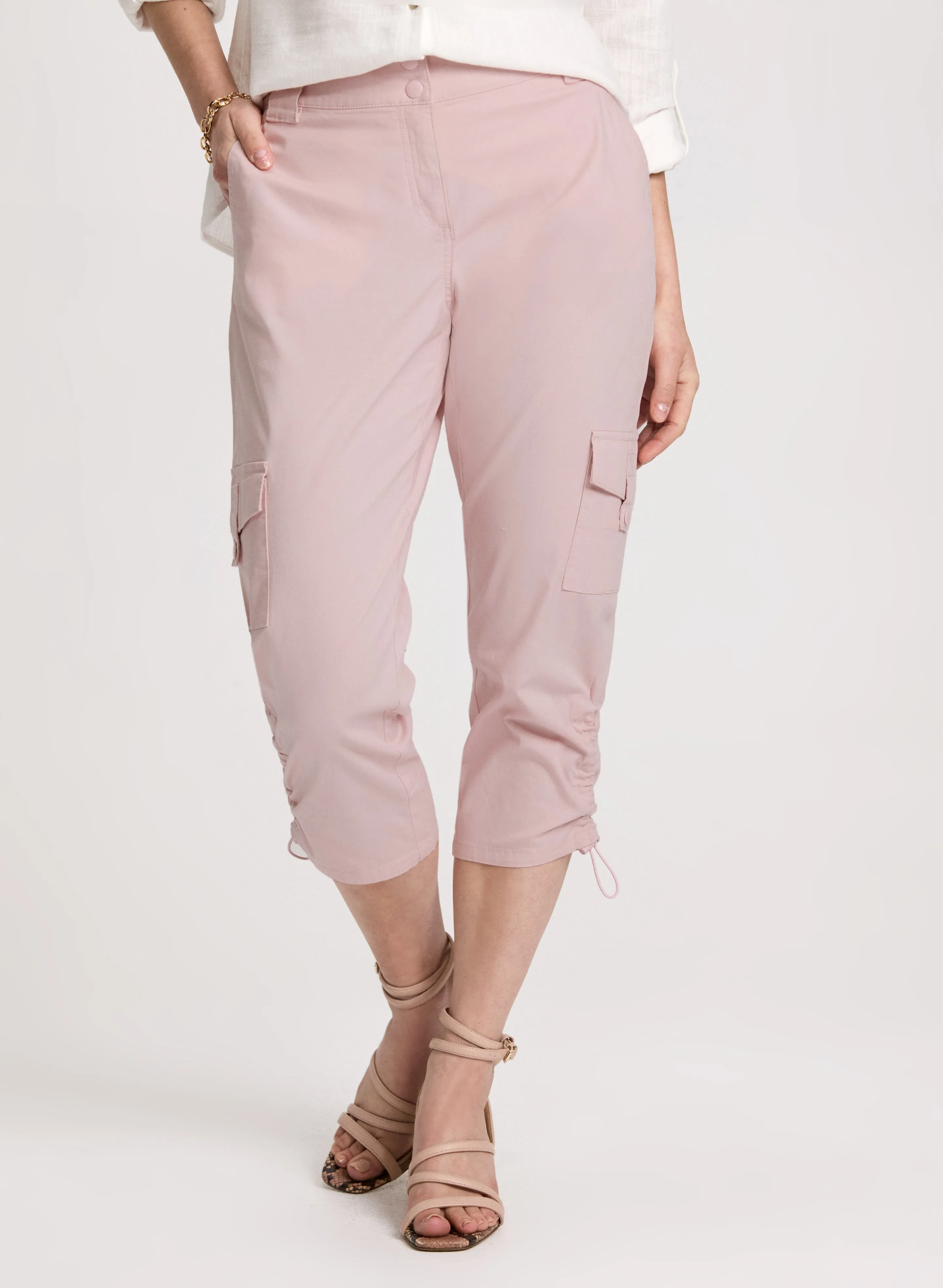 Cropped Drawstring Hem Cargo Pants sold by Laura