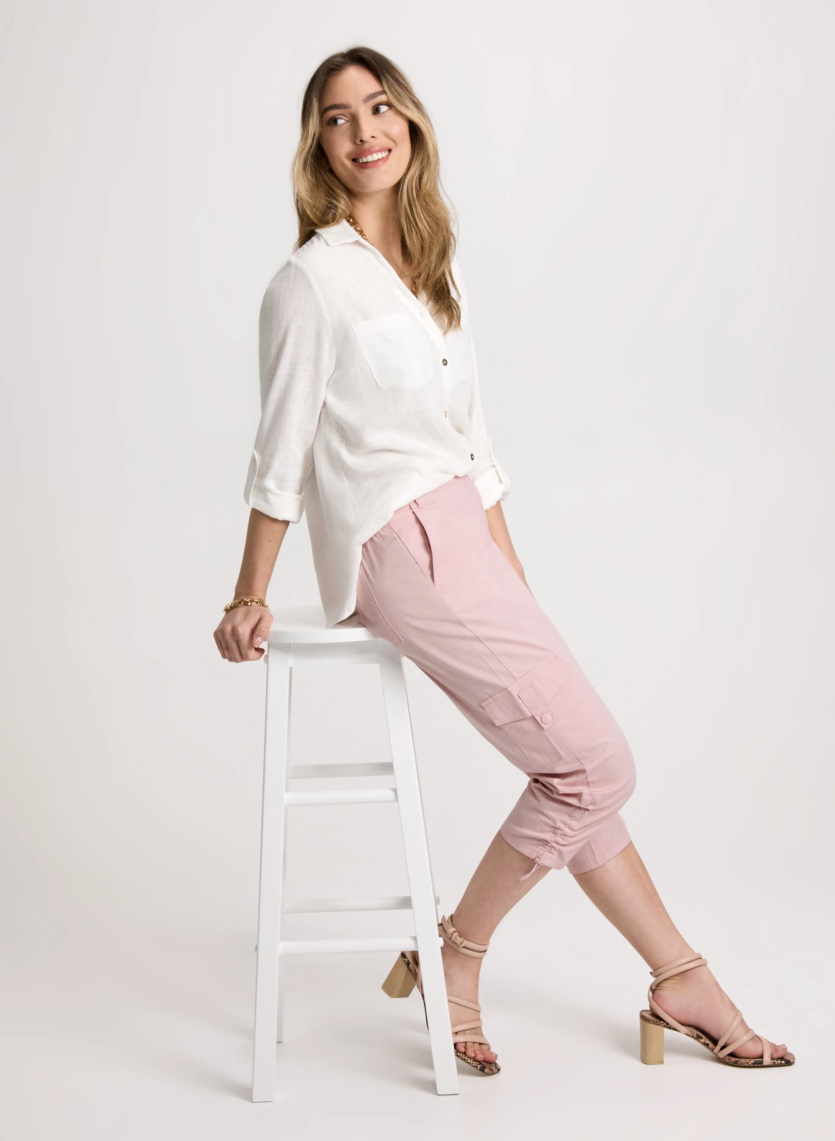 Cropped Drawstring Hem Cargo Pants sold by Laura product image thumbnail 4