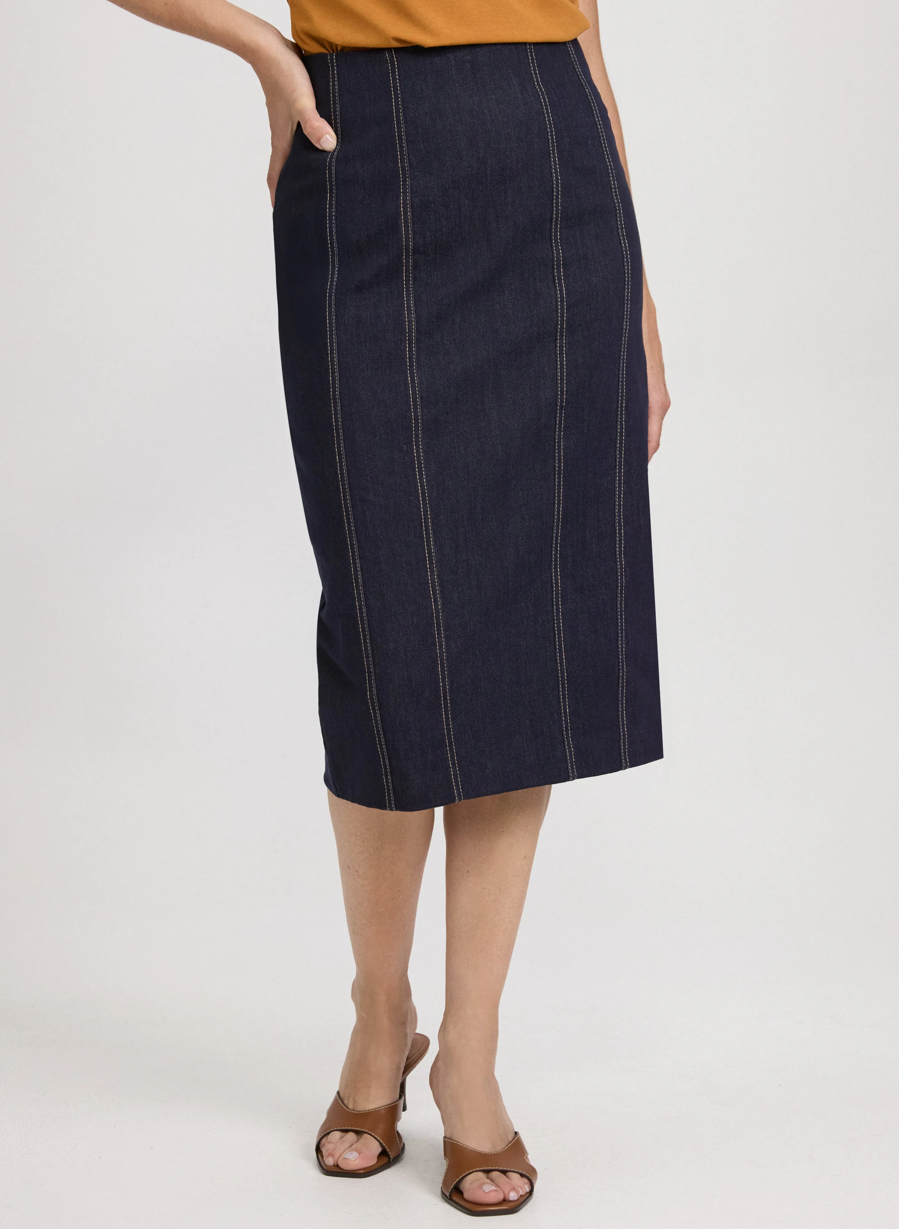 Denim Pencil Skirt sold by Laura