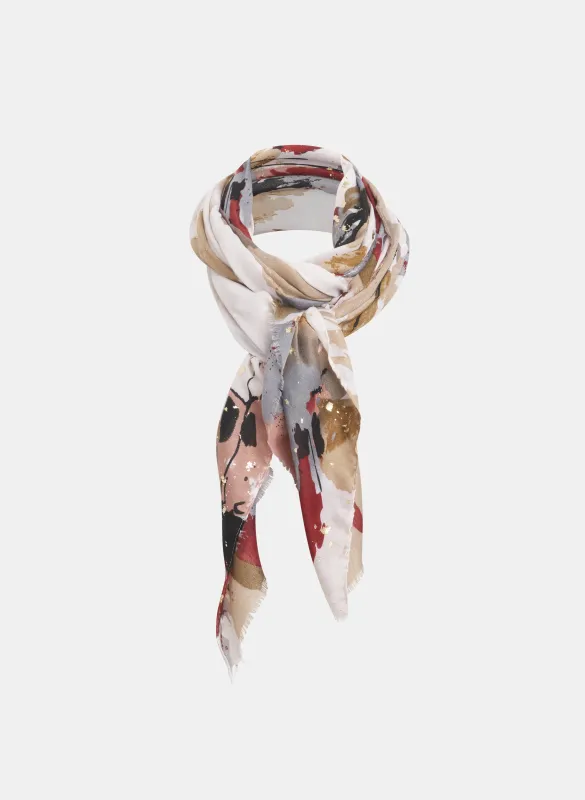 Metallic Abstract Print Scarf sold by Laura