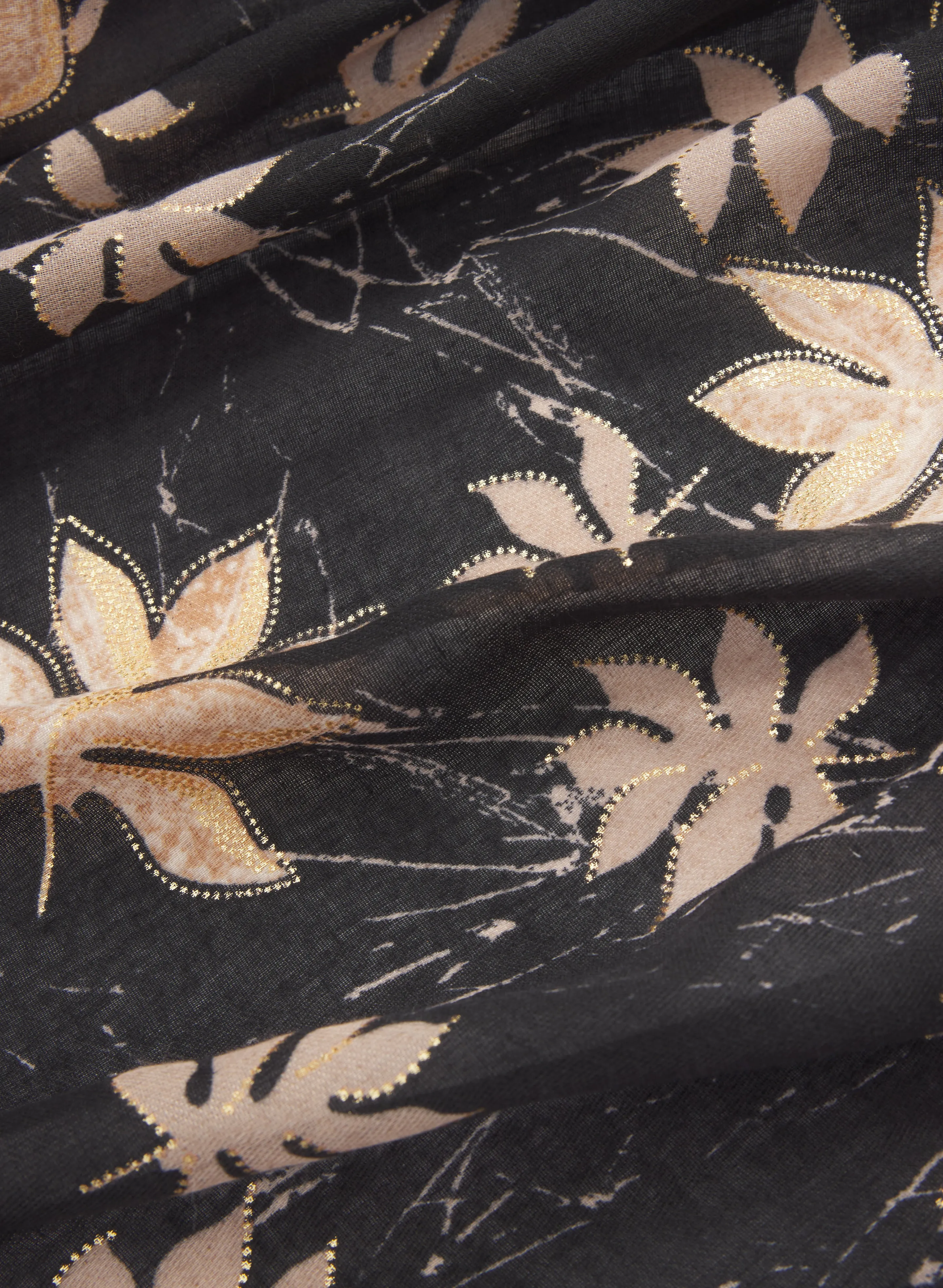 Metallic Leaf Print Scarf sold by Laura product image thumbnail 2