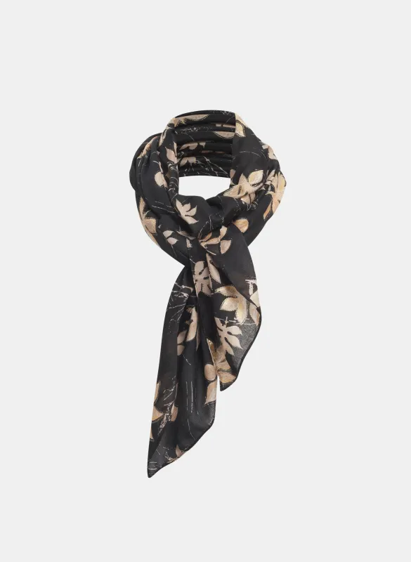 Metallic Leaf Print Scarf sold by Laura