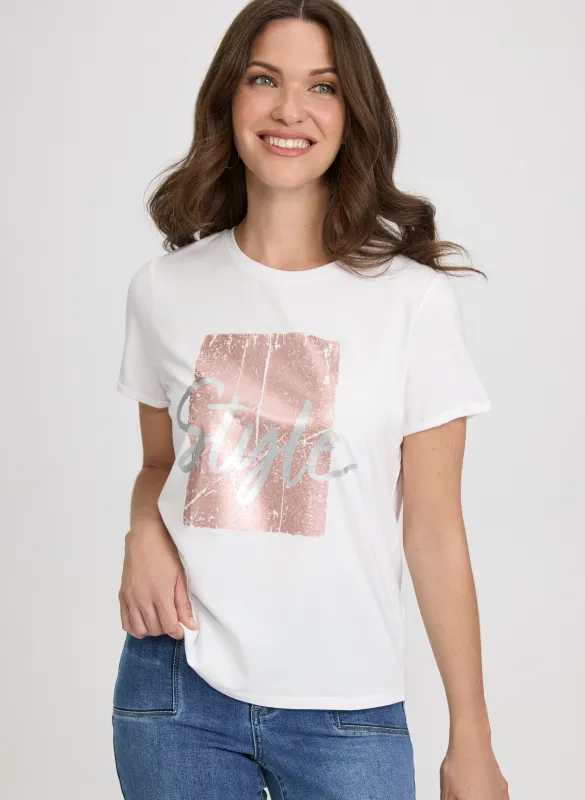 Script Print T-Shirt sold by Laura