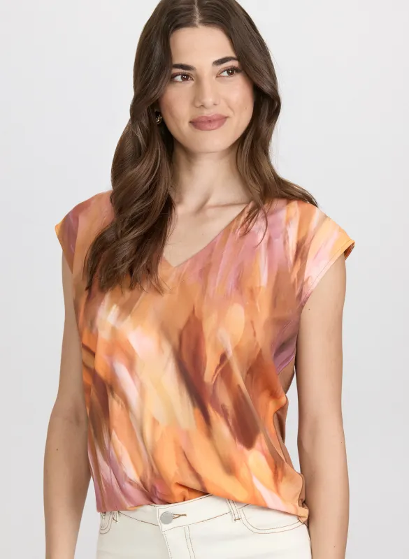 Abstract Cap Sleeve Top sold by Laura