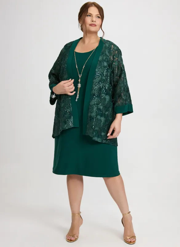 Sequin Embellished Jacket & Dress Set sold by Laura