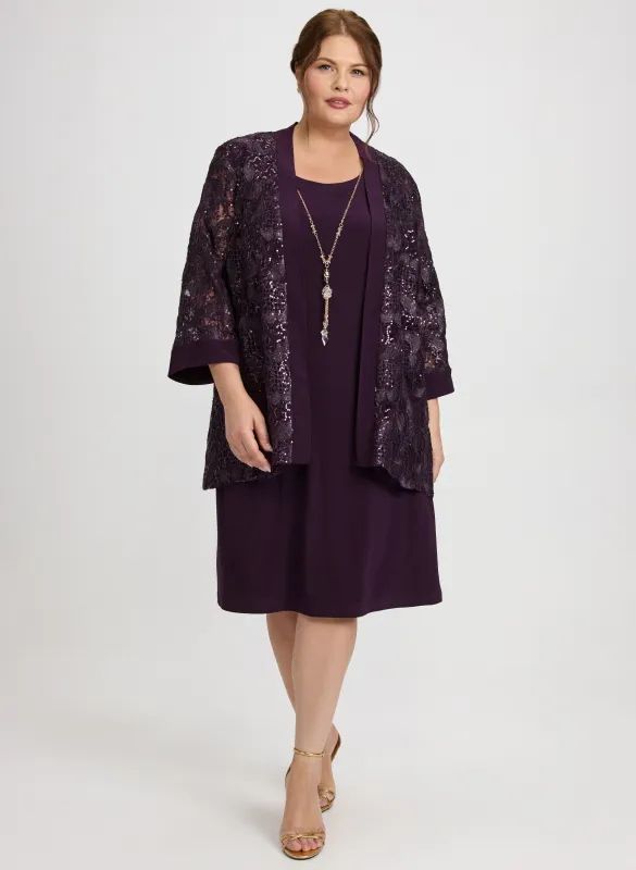 Sequin Embellished Jacket & Dress Set sold by Laura