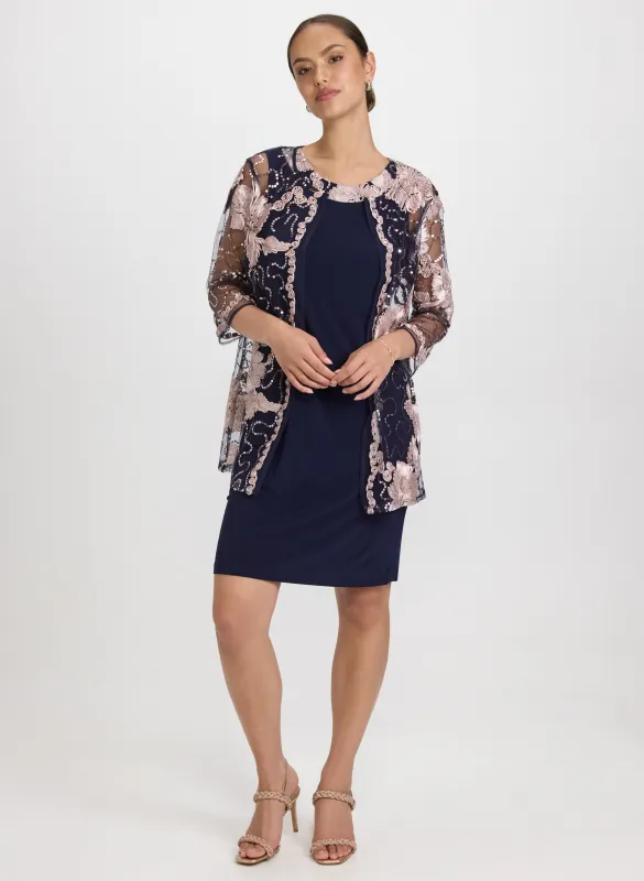 Floral Embroidered Jacket & Dress Set sold by Laura