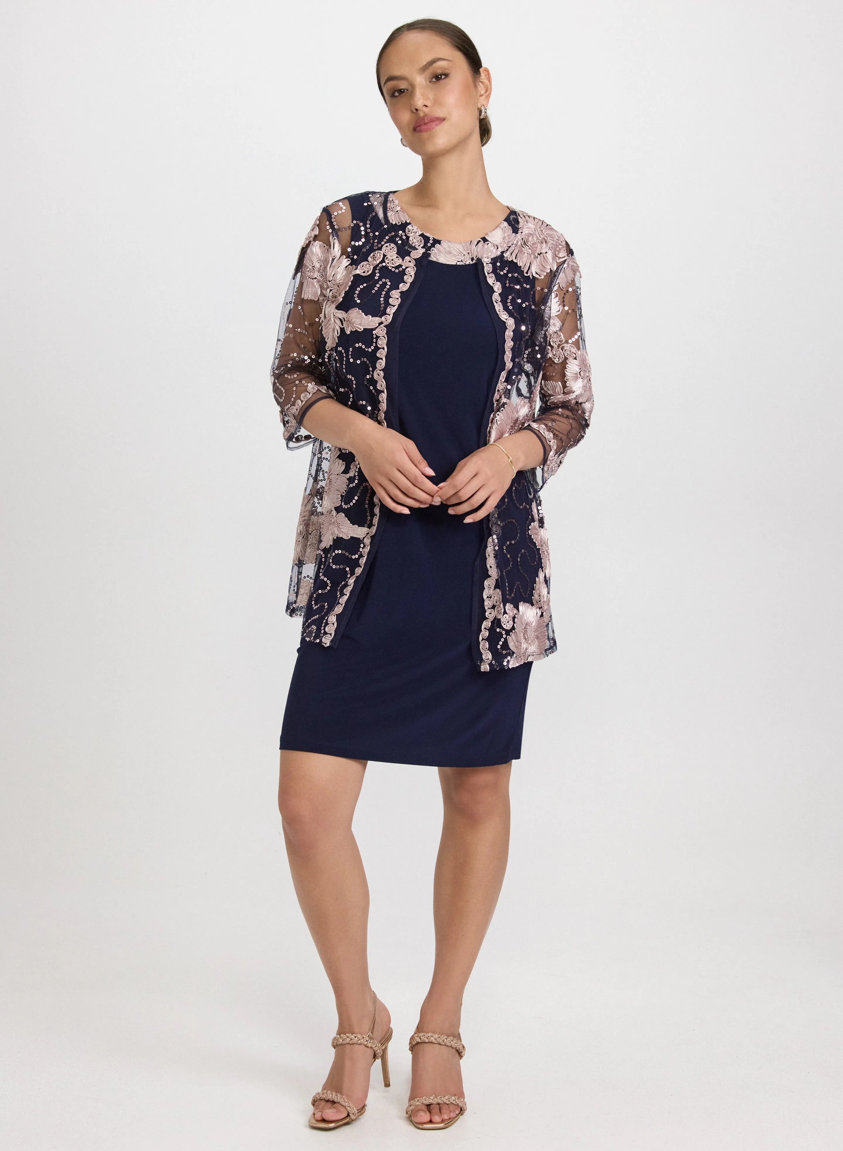 Floral Embroidered Jacket & Dress Set sold by Laura