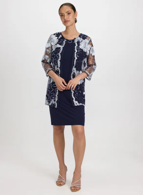 Floral Embroidered Jacket & Dress Set sold by Laura