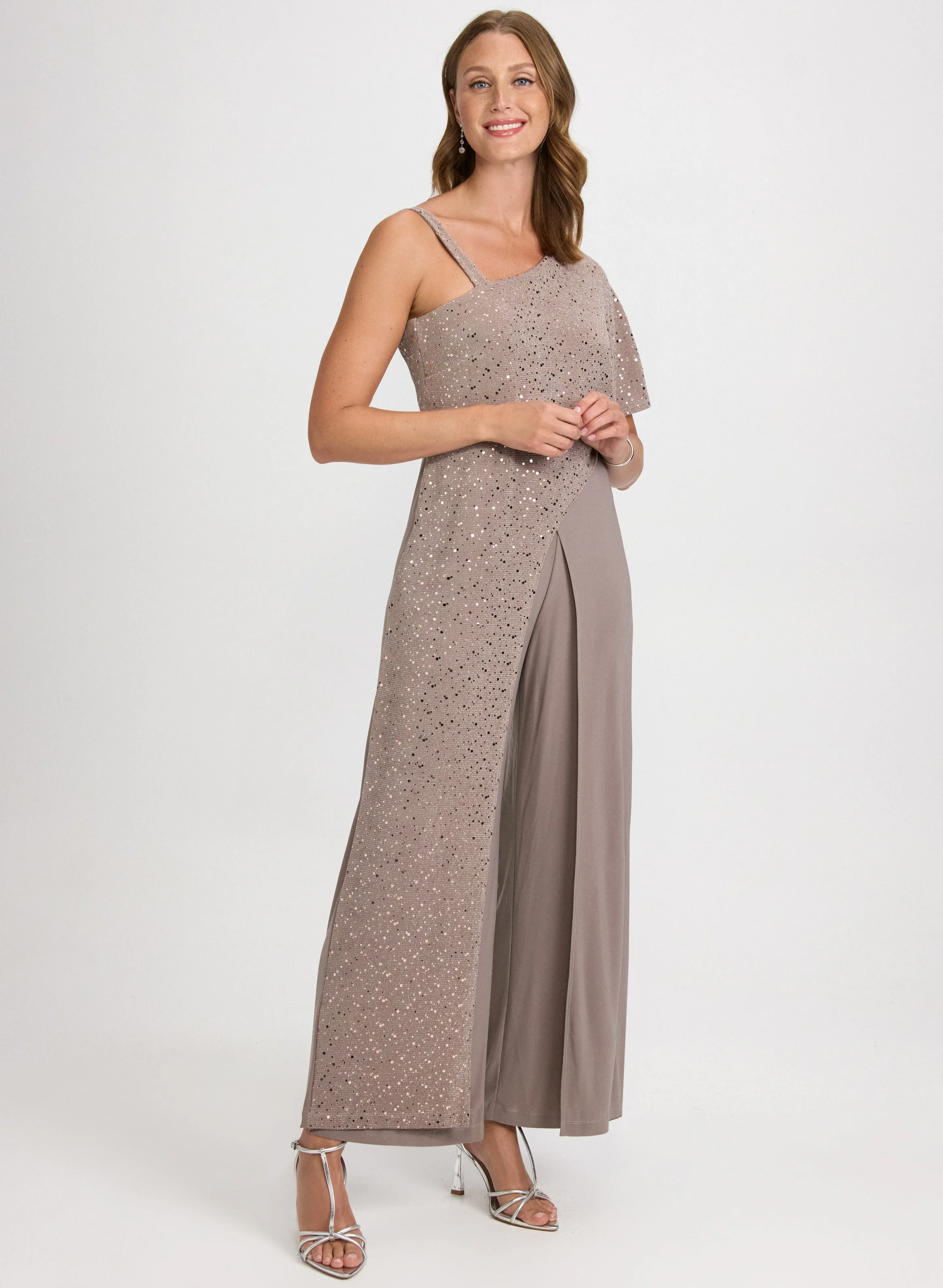 Sequin & Jersey Jumpsuit sold by Laura