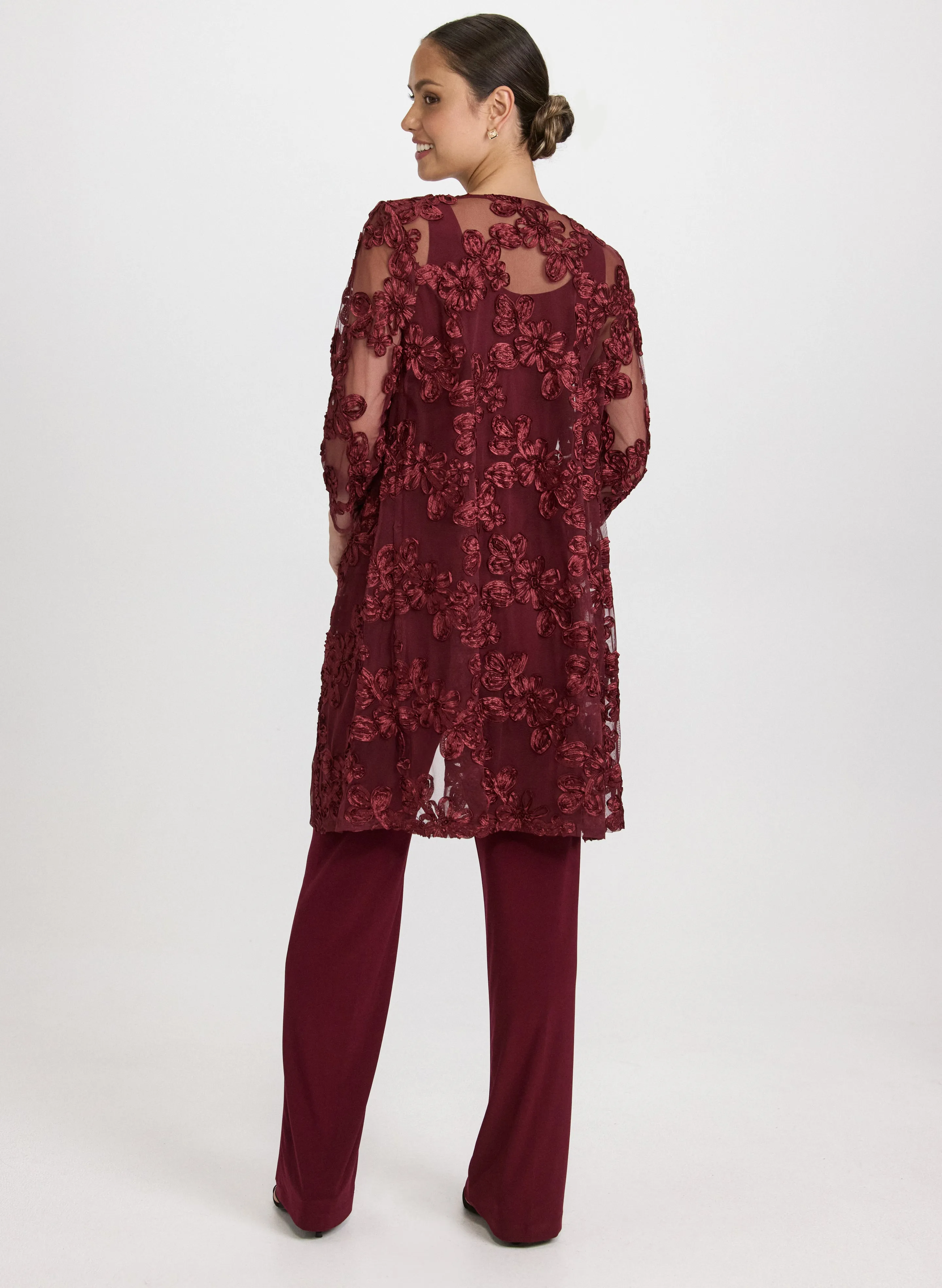 Floral Embroidered Jacket, Top & Pants Set sold by Laura product image thumbnail 4