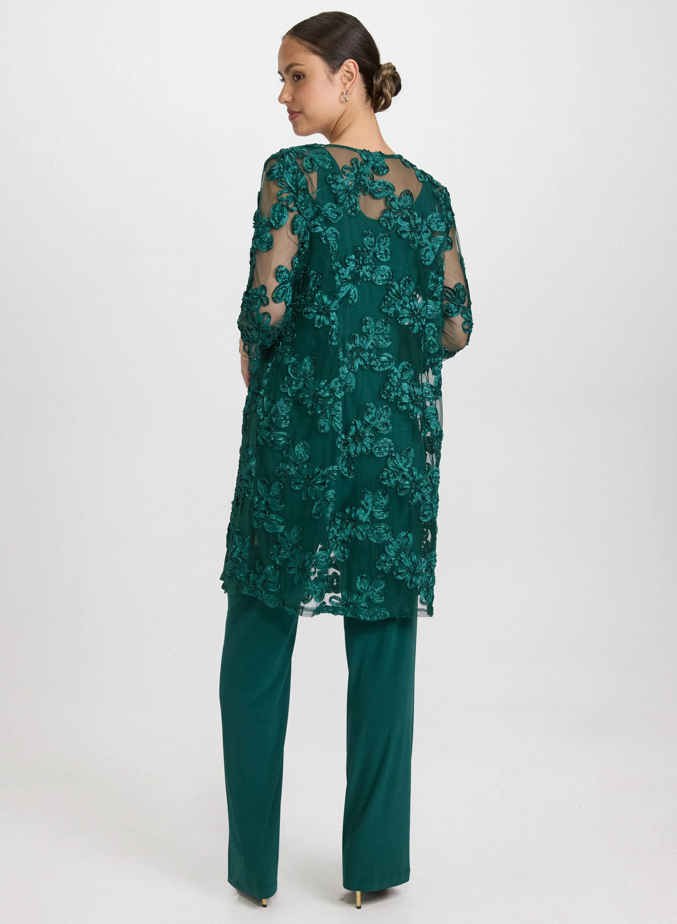 Floral Embroidered Jacket, Top & Pants Set sold by Laura product image thumbnail 4