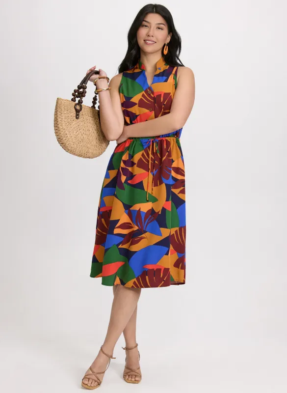 Tropical Drawstring Waist Dress sold by Laura