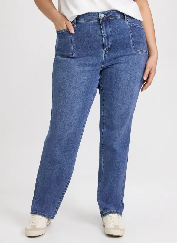 Patch Pocket Straight-Leg Jeans sold by Laura