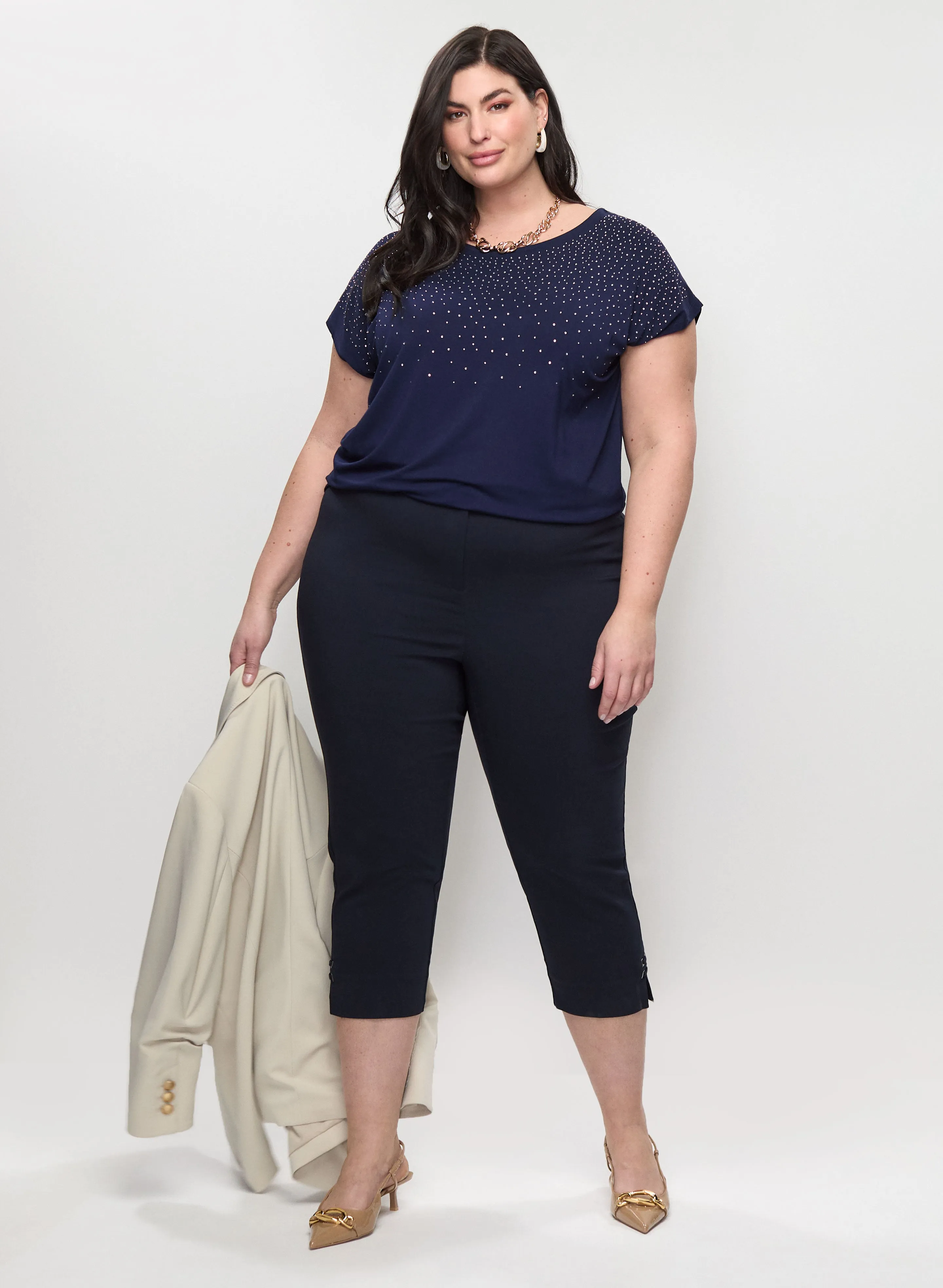 Boyfriend Style Button Cuff Blazer & Signature Fit Bengaline Capris sold by Laura