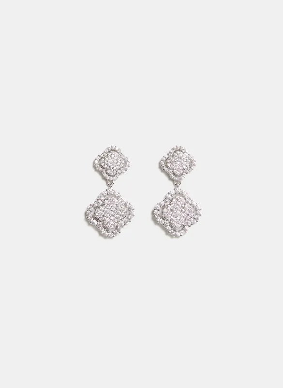 Tiered Cubic Zirconia Clover Earrings sold by Laura