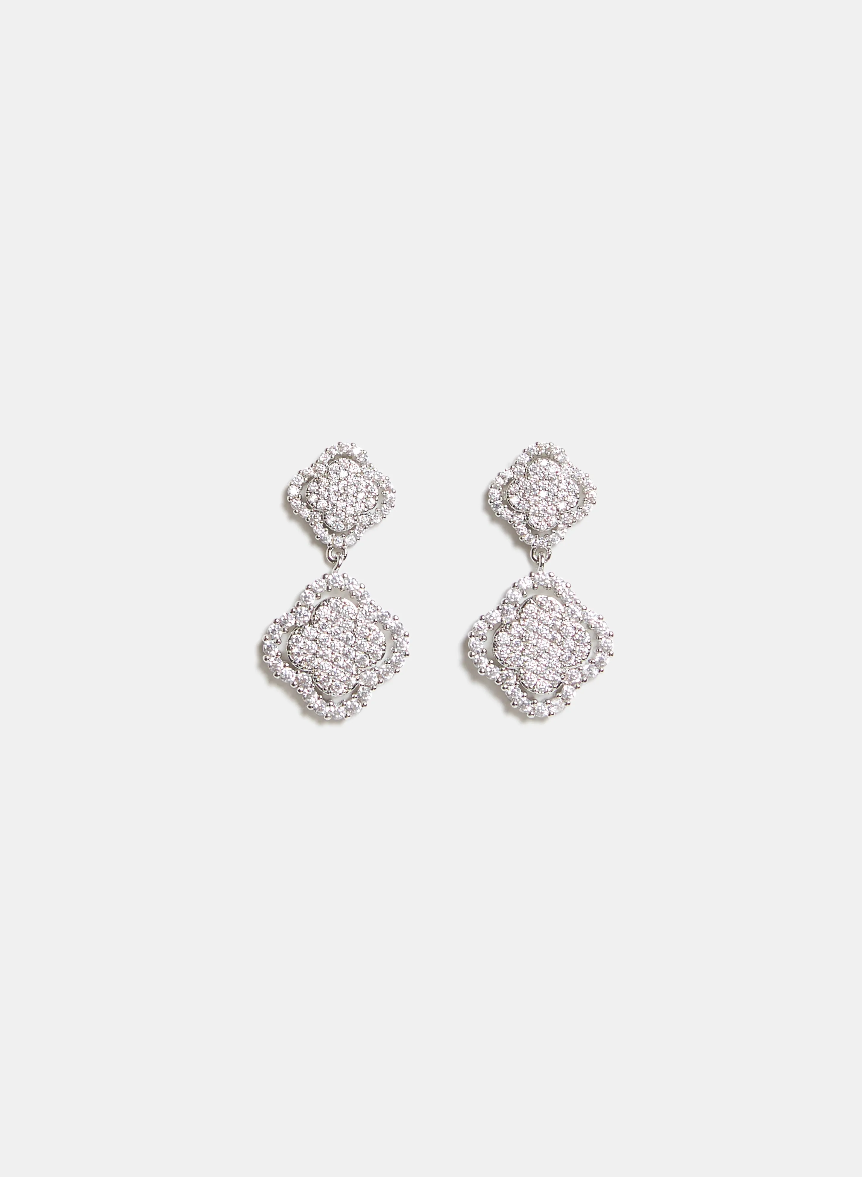 Tiered Cubic Zirconia Clover Earrings sold by Laura