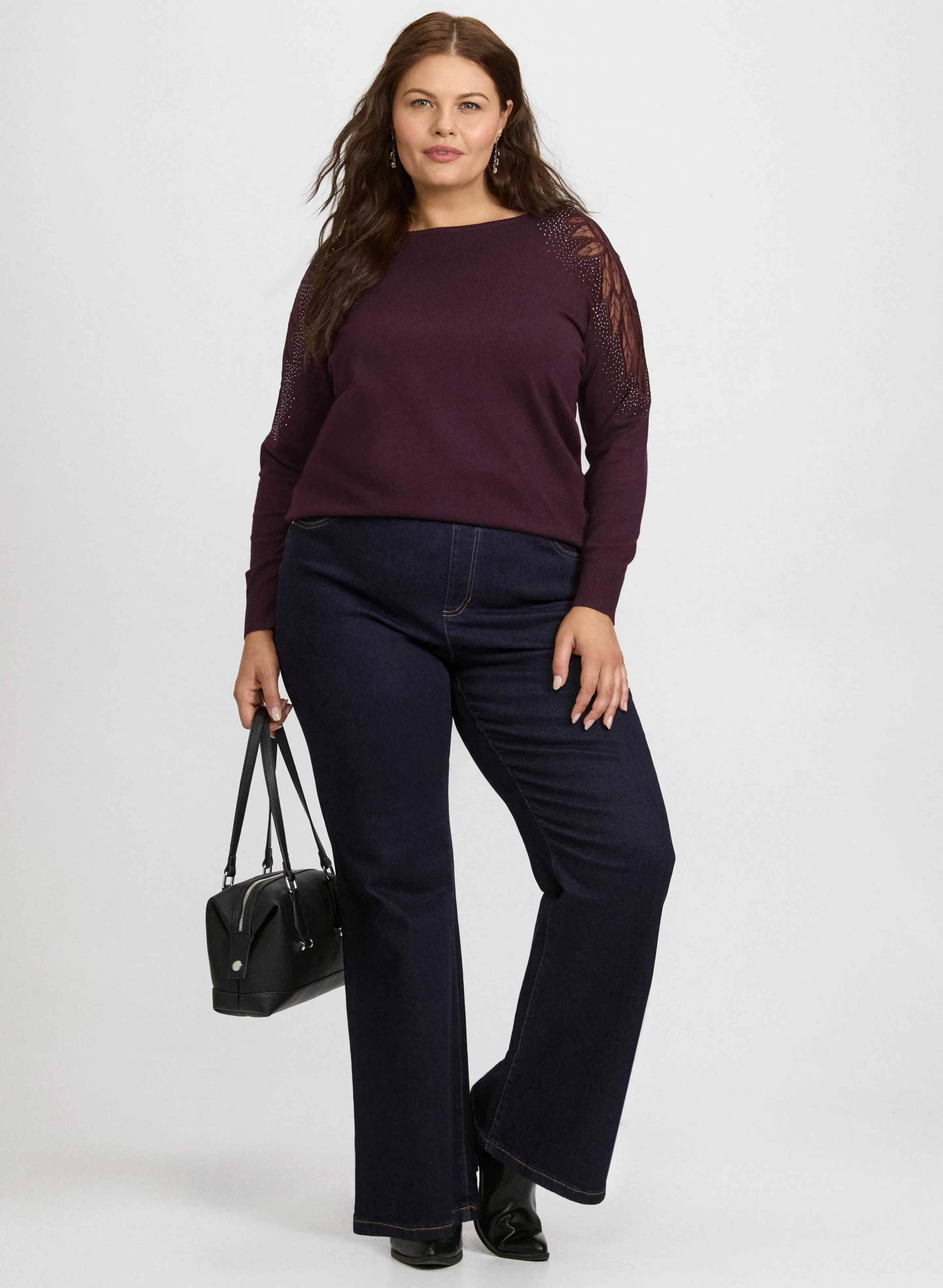 Mesh & Rhinestone Sleeve Sweater sold by Laura product image thumbnail 3