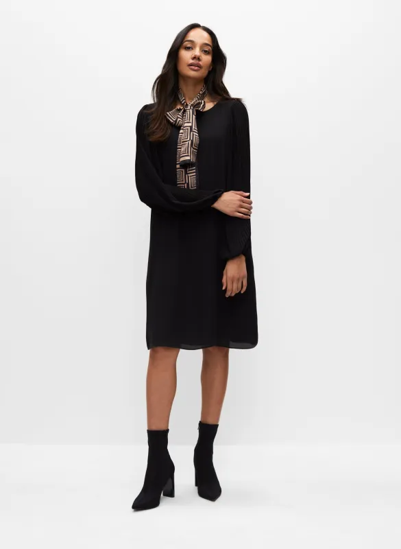 Pleated Balloon Sleeve Chiffon Dress sold by Laura