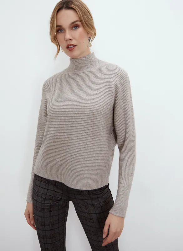 Mock Neck Rib Knit Sweater sold by Laura