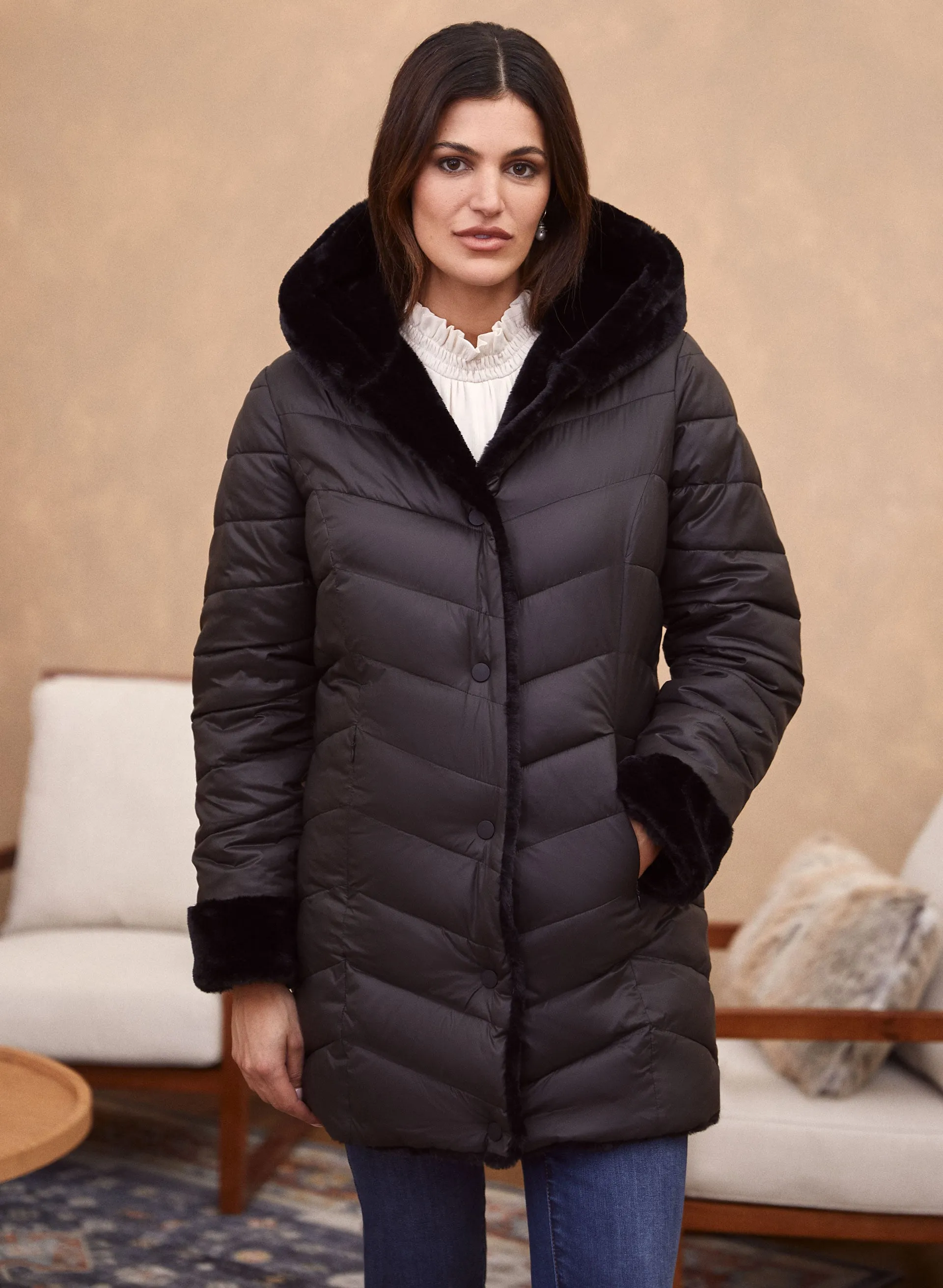 Reversible Faux Fur Coat sold by Laura product image thumbnail 4