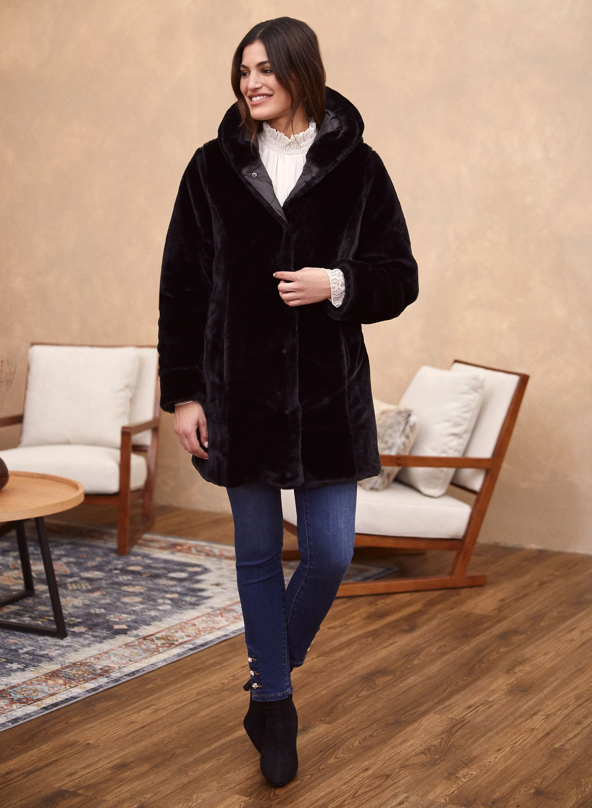 Reversible Faux Fur Coat sold by Laura product image thumbnail 3