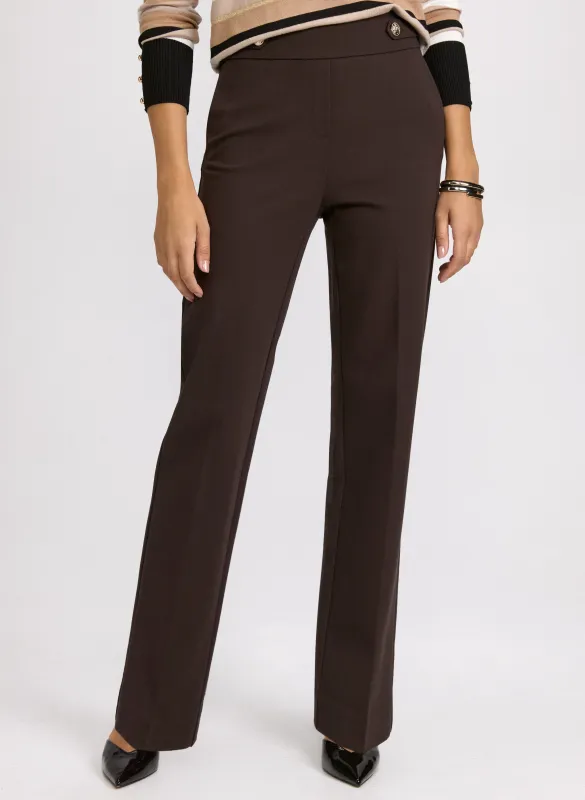 Ava Buttoned-Tab Straight-Leg Pants sold by Laura