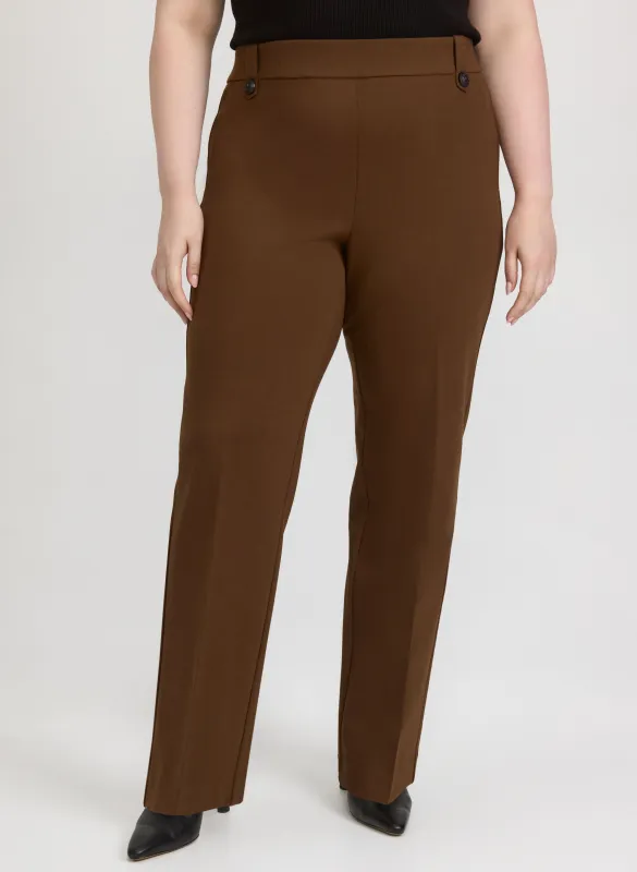 Ava Embossed Button Straight-Leg Pants sold by Laura