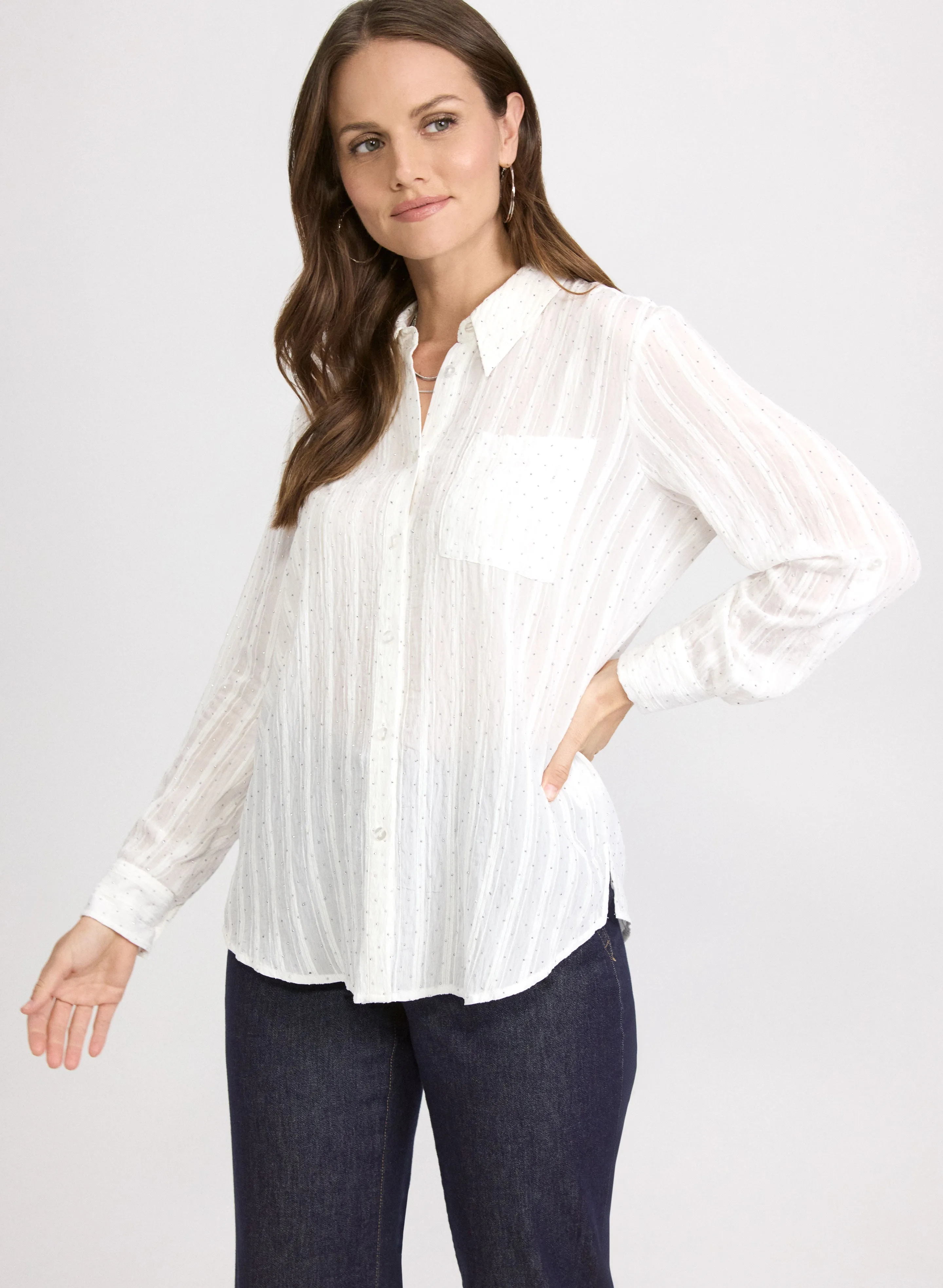 Embellished Shadow Stripe Blouse sold by Laura product image thumbnail 5