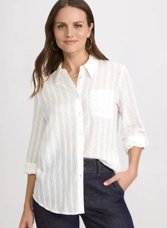 Embellished Shadow Stripe Blouse sold by Laura