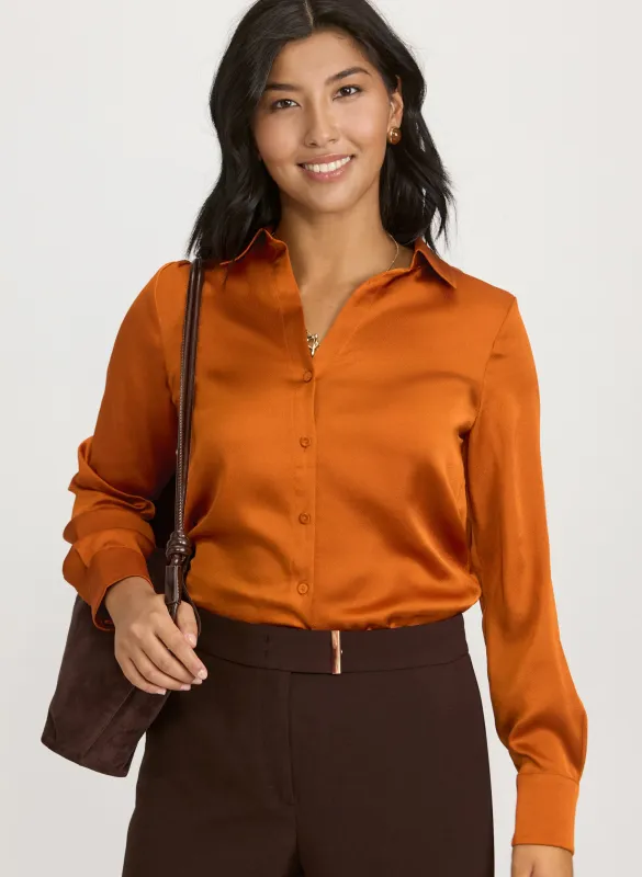 Satin Button-Down Blouse sold by Laura